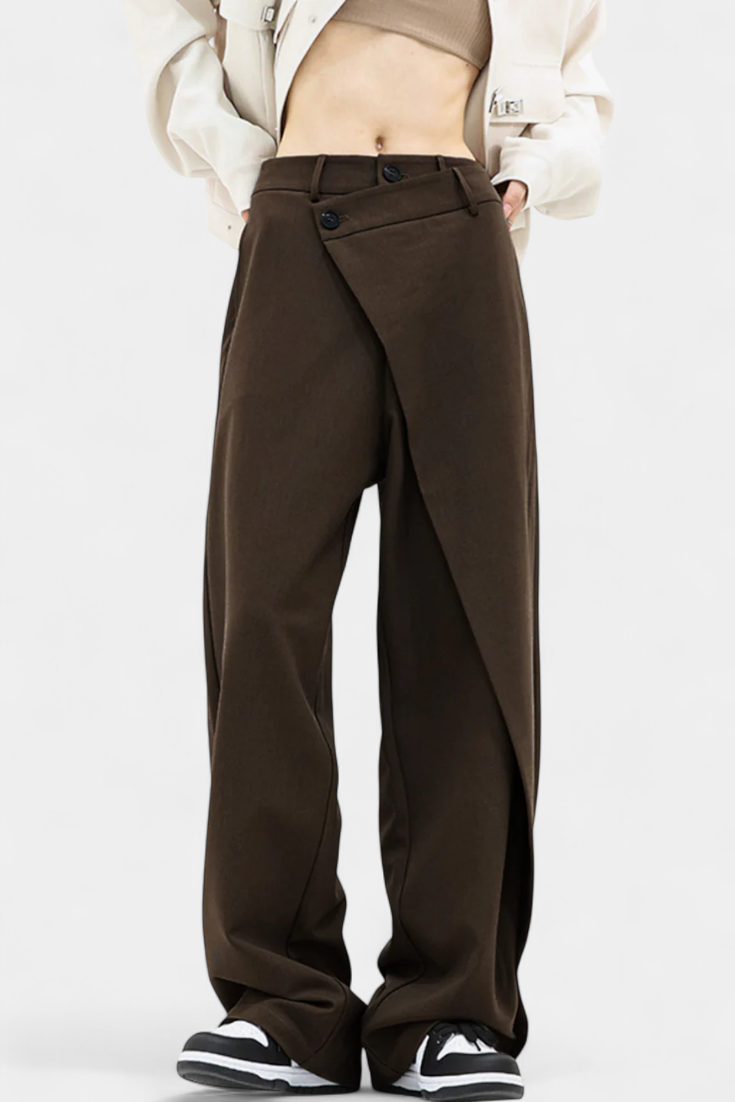 Paloma Pantalones Rectos con Drapado Moderno