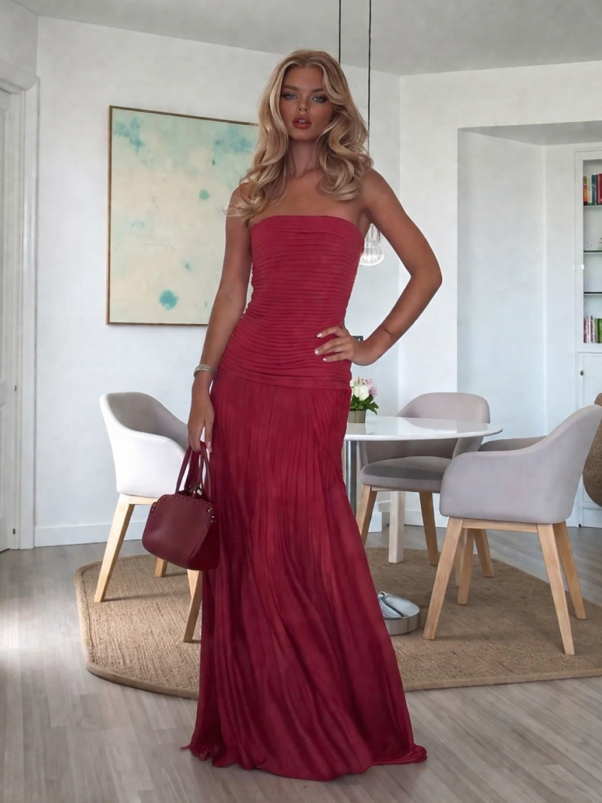 Vestido Largo Ajustado Top Palabra de Honor