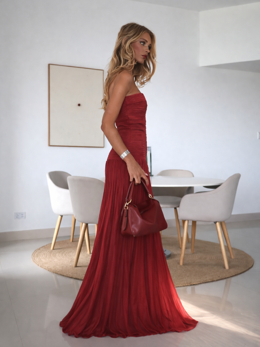 Vestido Largo Ajustado Top Palabra de Honor