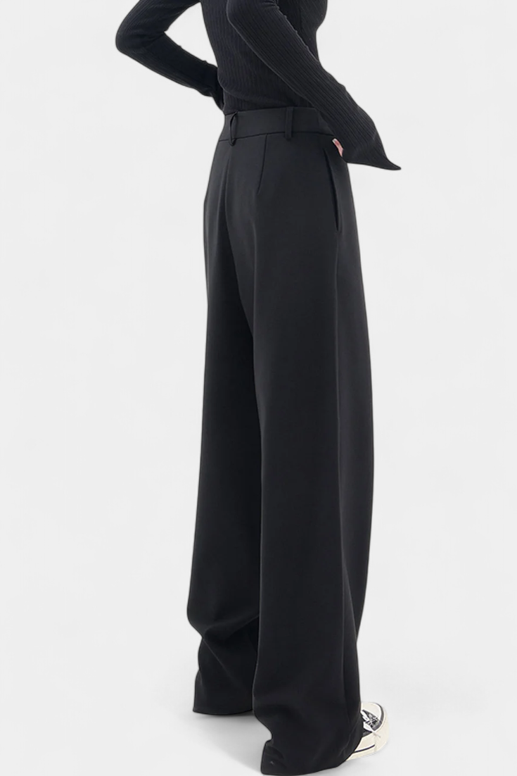 Paloma Pantalones Rectos con Drapado Moderno