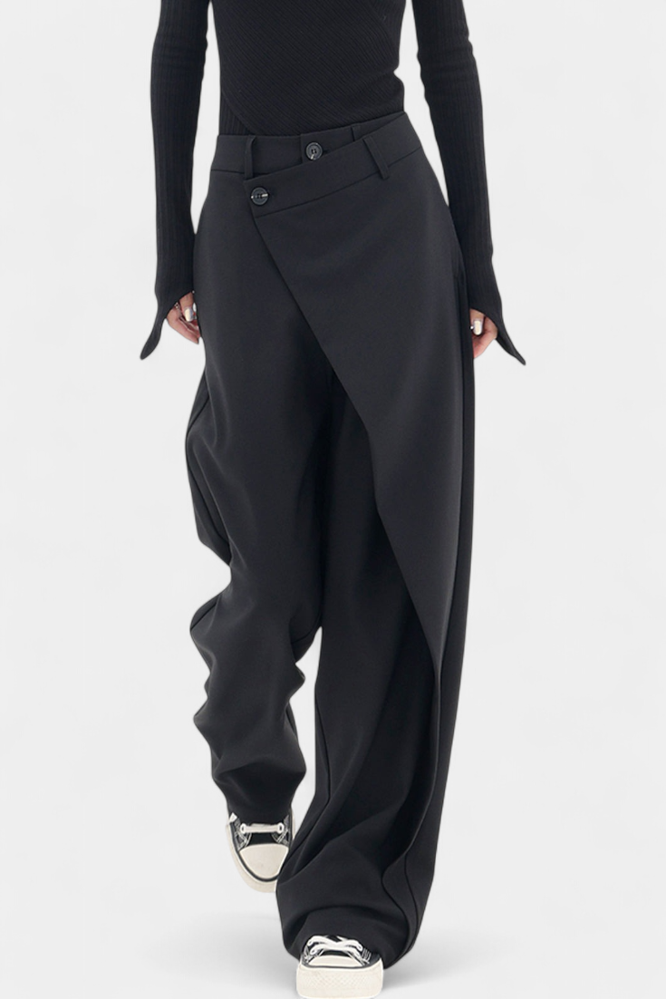 Paloma Pantalones Rectos con Drapado Moderno