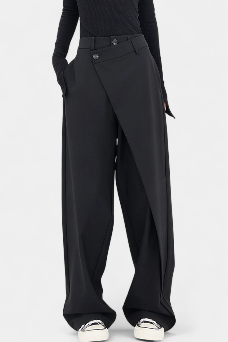 Paloma Pantalones Rectos con Drapado Moderno