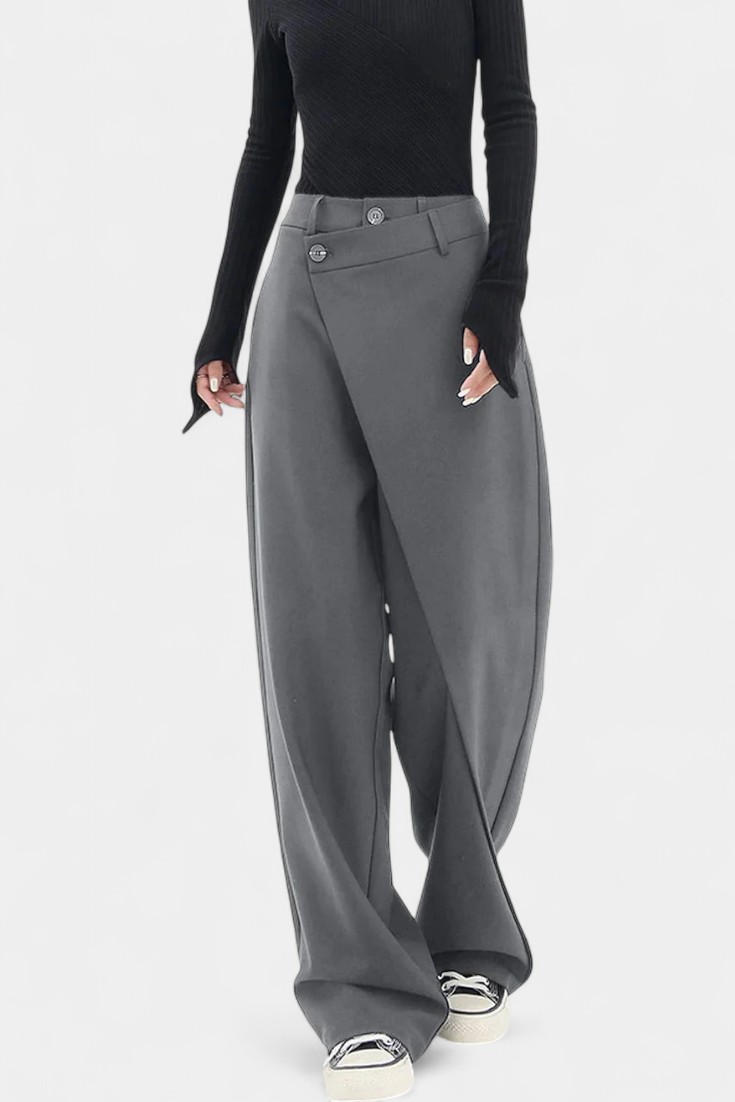 Paloma Pantalones Rectos con Drapado Moderno
