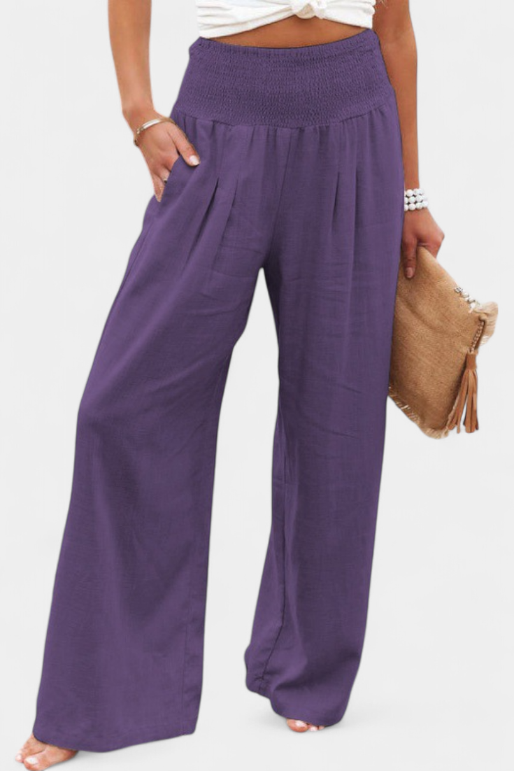 Lexia Pantalón de Algodón y Lino con Corte Fluido y Elegancia Natural