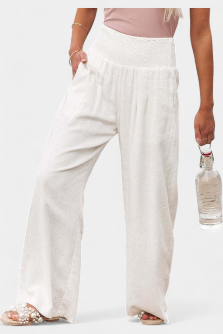 Lexia Pantalón de Algodón y Lino con Corte Fluido y Elegancia Natural