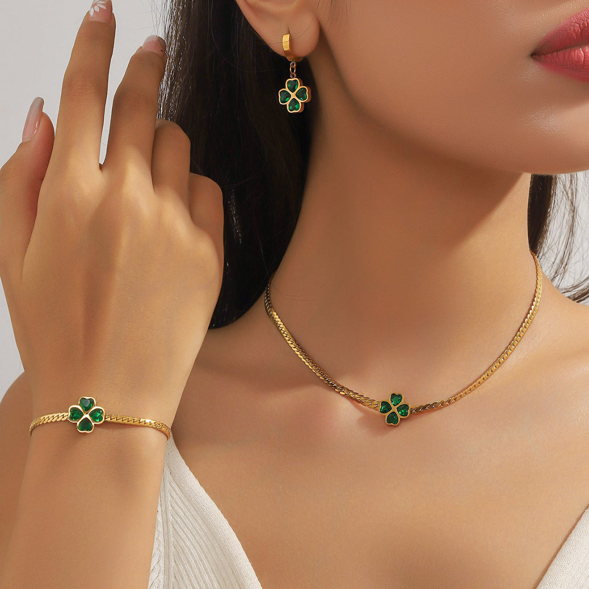 Conjunto Trébol Esmeralda | 3 PIEZAS