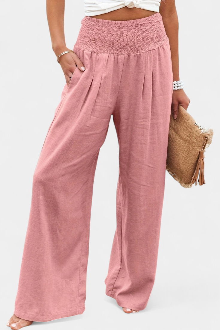 Lexia Pantalón de Algodón y Lino con Corte Fluido y Elegancia Natural