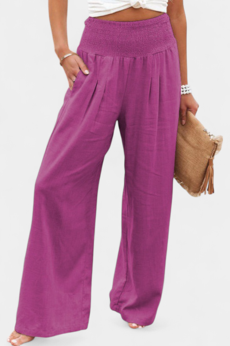 Lexia Pantalón de Algodón y Lino con Corte Fluido y Elegancia Natural