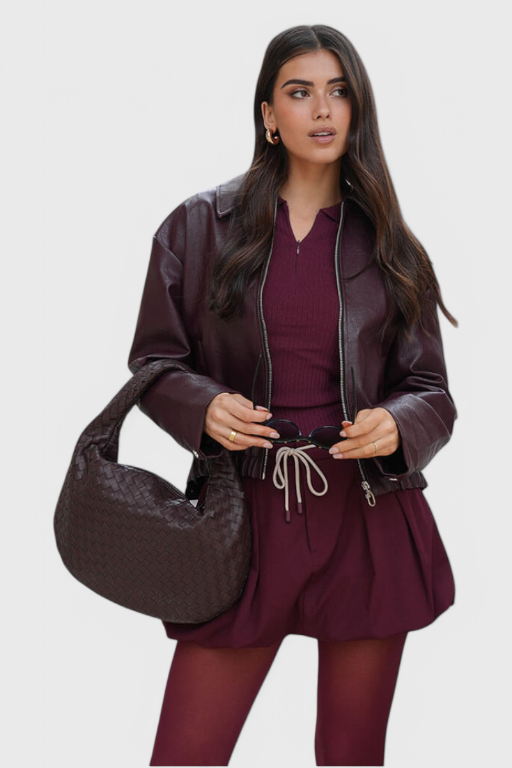 Lila Bolso Mediano Woven con Detalle de Nudo
